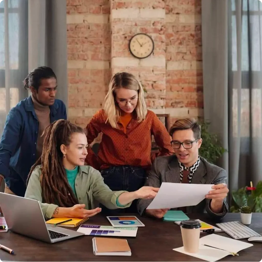 Several individuals seated at a table