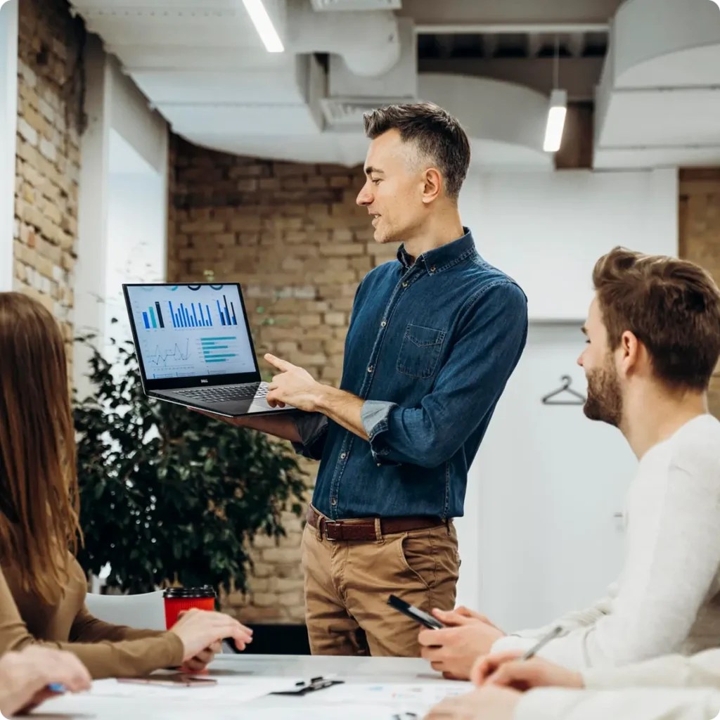 A man presents to an audience