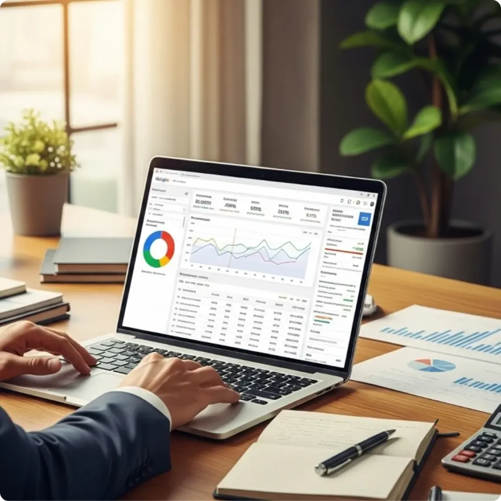 Professional man working on a laptop