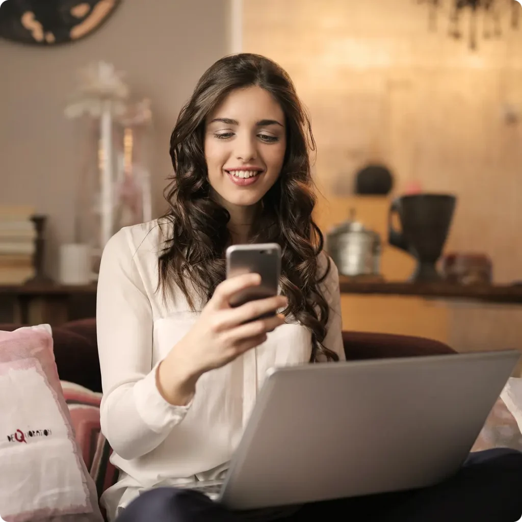 A woman sitting on a couch