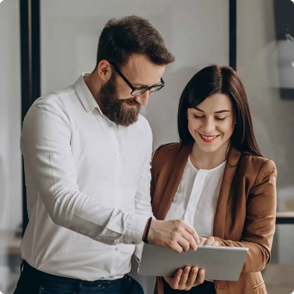 A man and woman share a moment