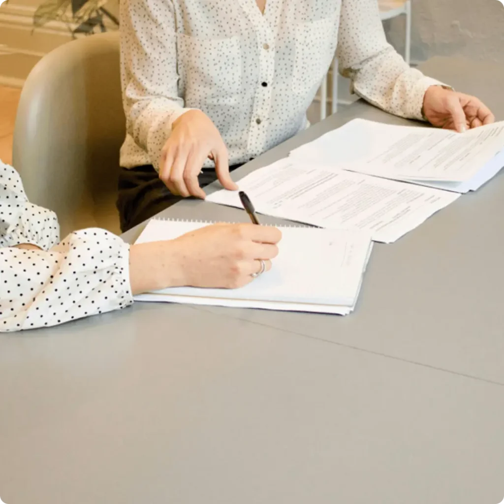 A table with two people,